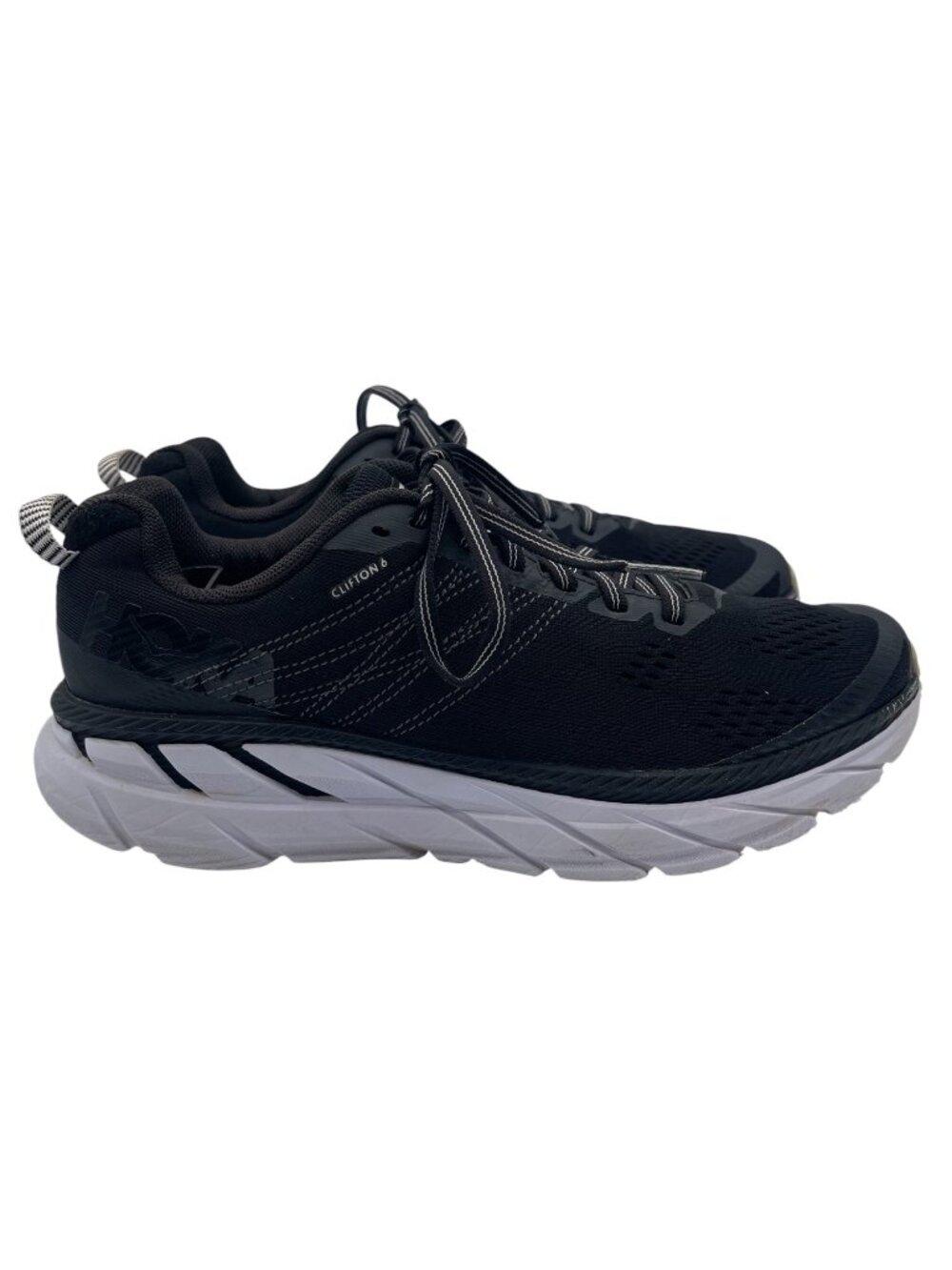 Hoka One One Clifton 6 Women US 9.5 Black White Training Running Shoes